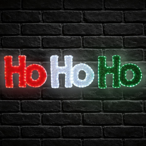 2m Flashing Tinsel Ho Ho Ho Rope Light with 288 Multi Coloured LEDs