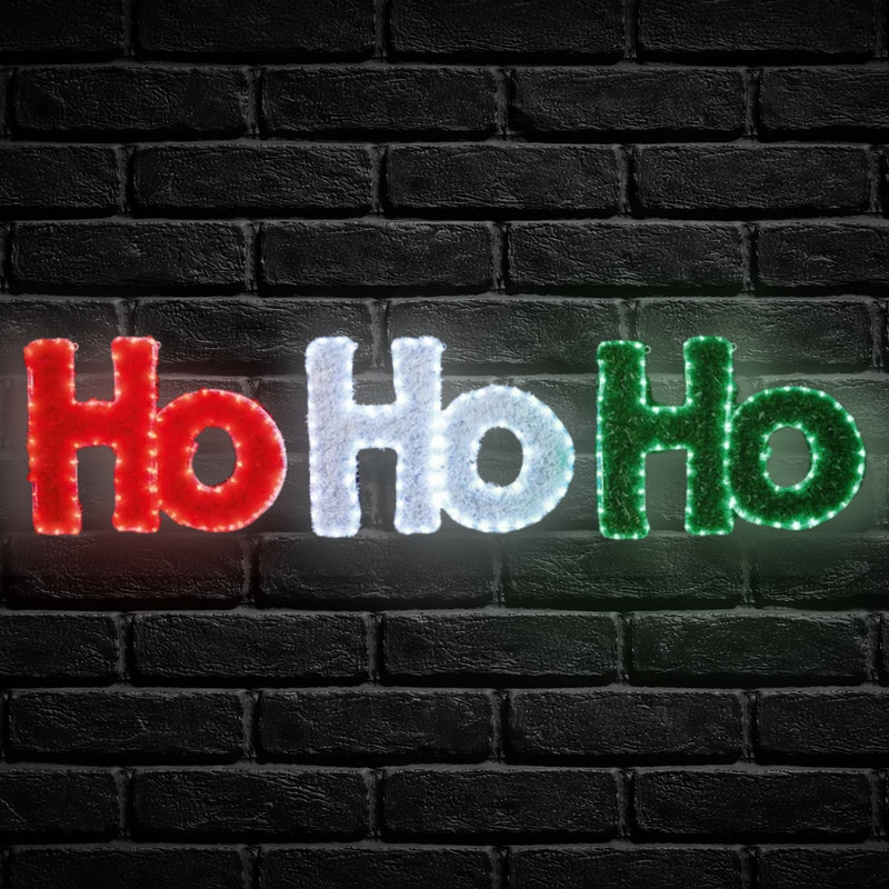 2m Flashing Tinsel Ho Ho Ho Rope Light with 288 Multi Coloured LEDs