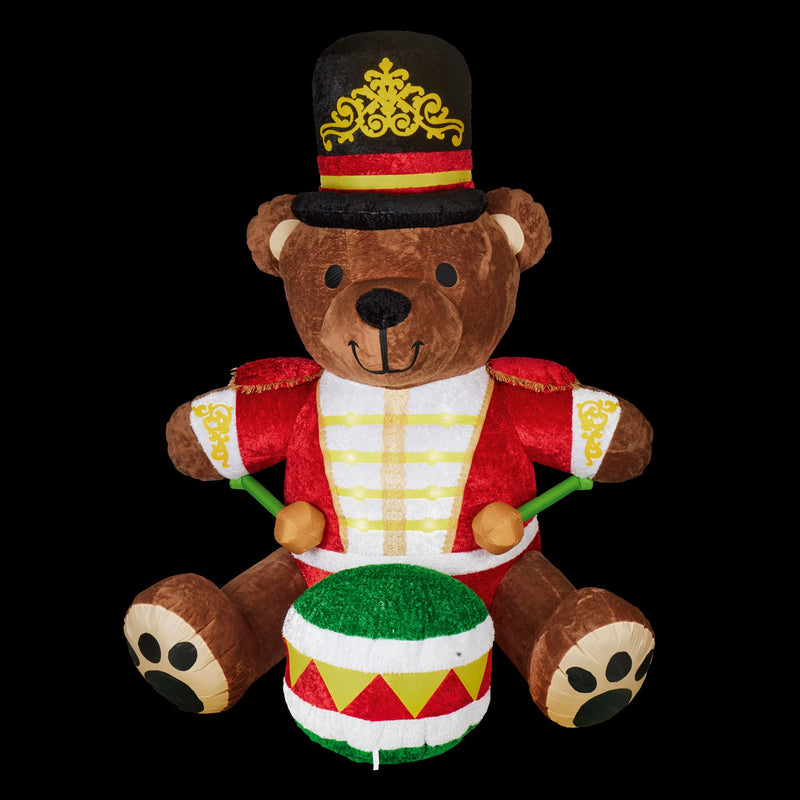 2.7m Plush Teddy Bear Drumming Nutcracker Christmas Inflatable with LEDs