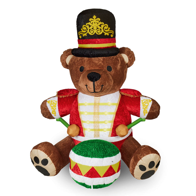 2.7m Plush Teddy Bear Drumming Nutcracker Christmas Inflatable with LEDs