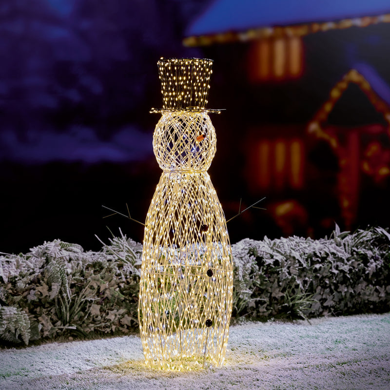 1m White & Warm White LED Snowman with 1780 Twinkling FlexiBright LEDs