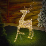 1.1m White & Warm White LED Reindeer with 1200 Twinkling FlexiBright LEDs