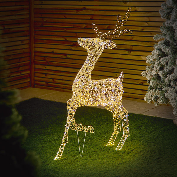 1.1m White & Warm White LED Reindeer with 1200 Twinkling FlexiBright LEDs