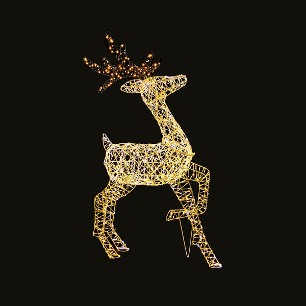 1.1m White & Warm White LED Reindeer with 1200 Twinkling FlexiBright LEDs