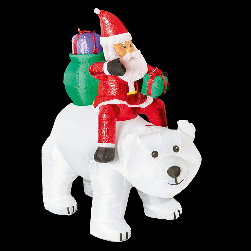 1.8m Lit Santa Riding Polar Bear Christmas Inflatable