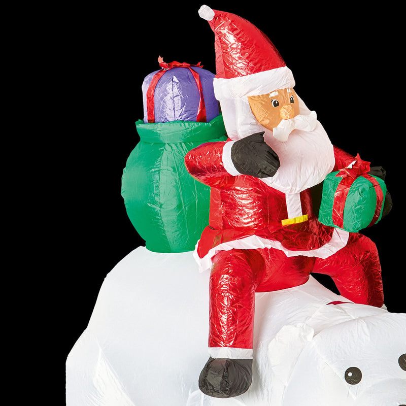 1.8m Lit Santa Riding Polar Bear Christmas Inflatable