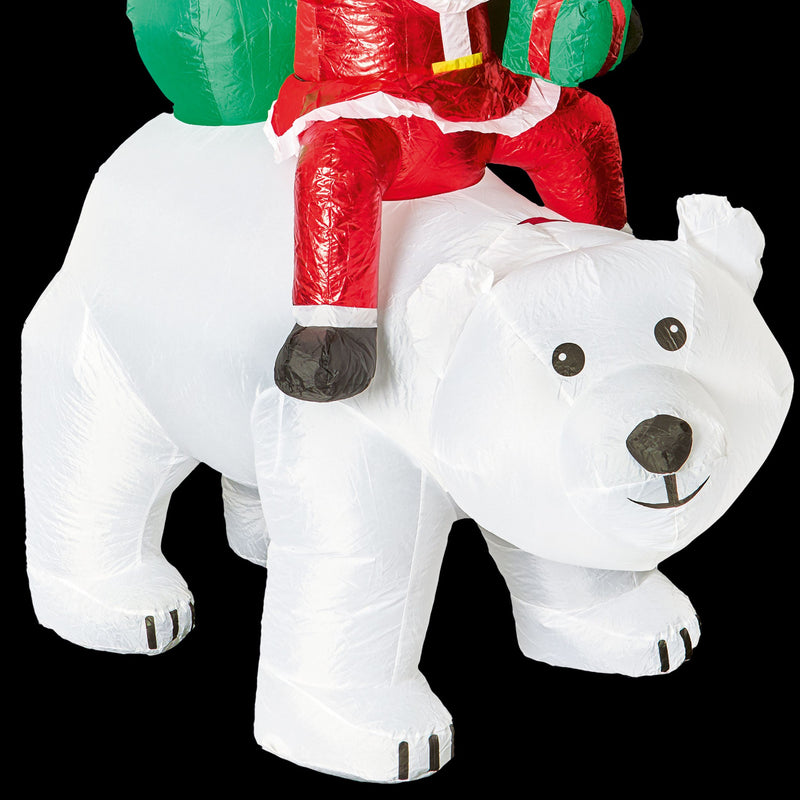 1.8m Lit Santa Riding Polar Bear Christmas Inflatable