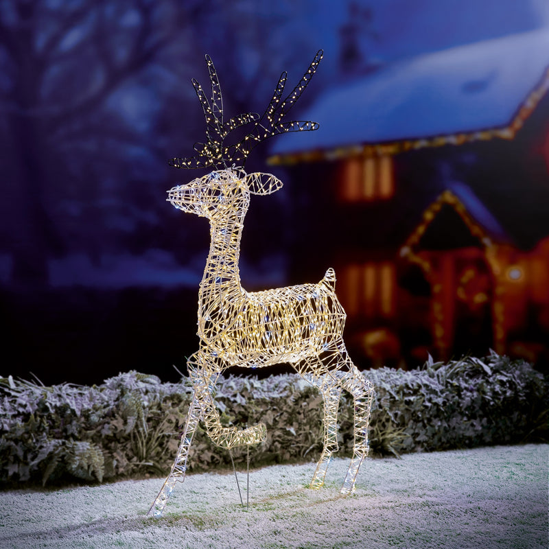 1.3m White & Warm White LED Reindeer with 1600 Twinkling FlexiBright LEDs
