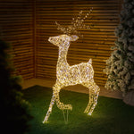 1.3m White & Warm White LED Reindeer with 1600 Twinkling FlexiBright LEDs