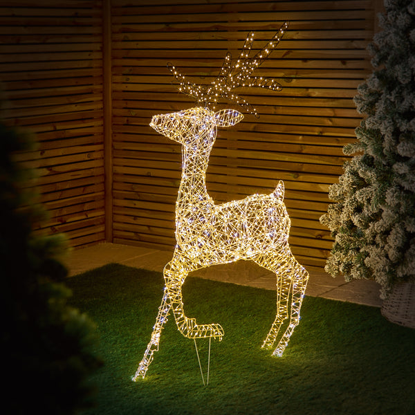 1.3m White & Warm White LED Reindeer with 1600 Twinkling FlexiBright LEDs