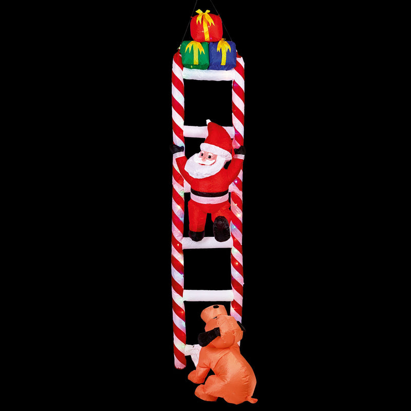 2.7m Santa & Dog On Ladder Christmas Inflatable