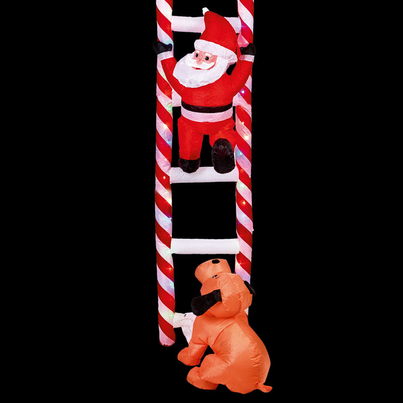 2.7m Santa & Dog On Ladder Christmas Inflatable
