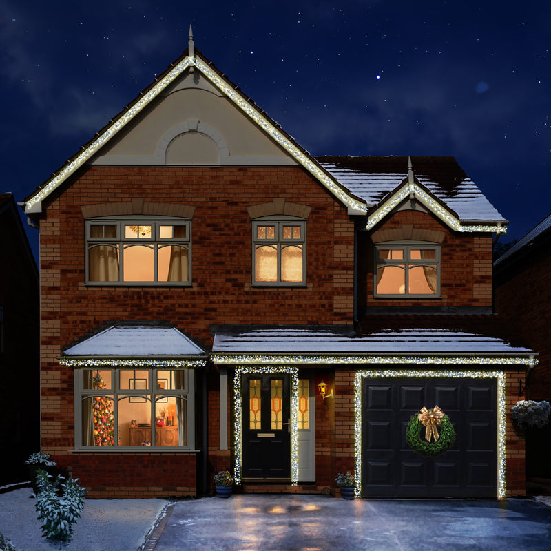 960 White & Warm White Ultrabright Garage Door Cluster Lights Garland