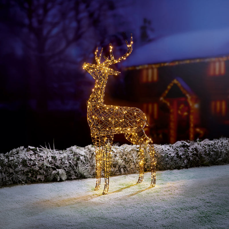 2m Warm White Rustic Willow Proud Stag with 440 Warm White Multi Action LEDs