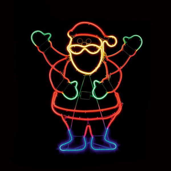 65cm Neon Santa Greeting and Waving