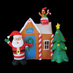 1.8m Inflatable Gingerbread House with Santa & Christmas Tree