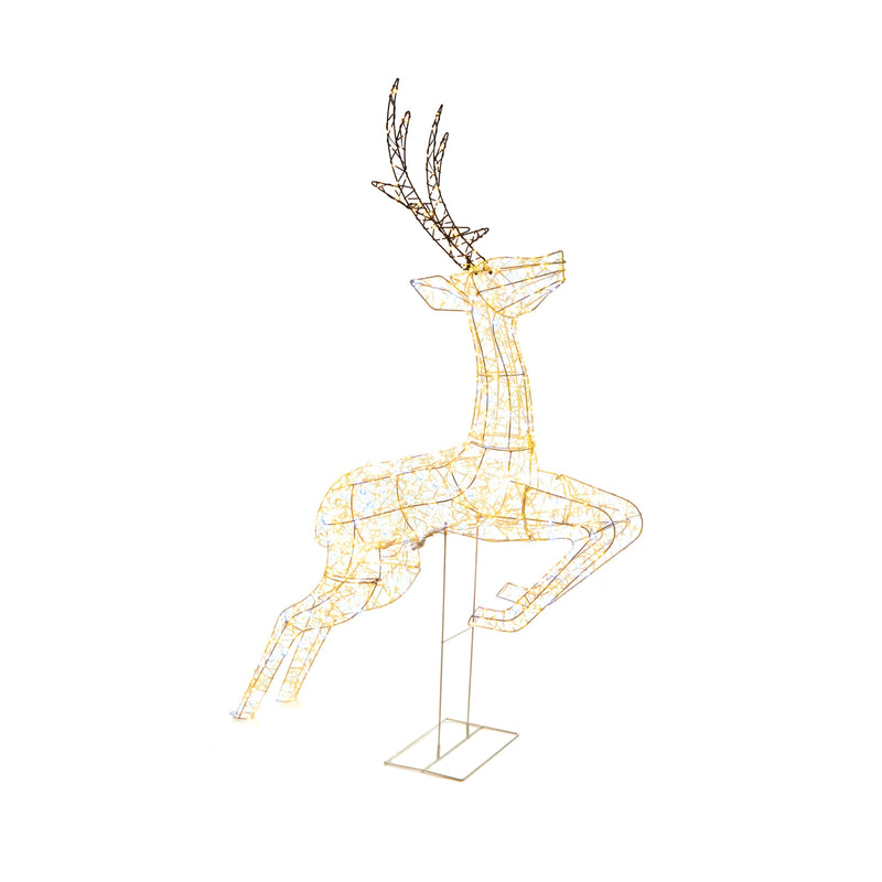 1.5m White & Warm White LED Jumping Stag with 1560 Twinkling FlexiBright LEDs