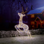 1.5m White & Warm White LED Jumping Stag with 1560 Twinkling FlexiBright LEDs