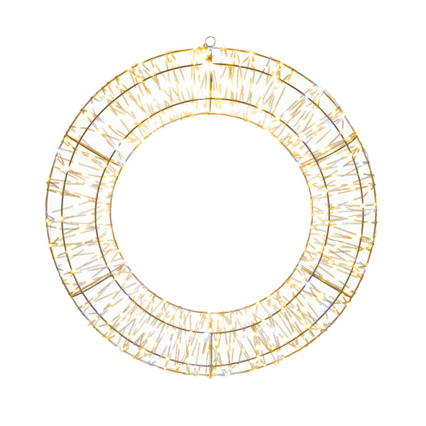 60cm Twinkling White and Warm White Metal Christmas Wreath with 720 LEDs