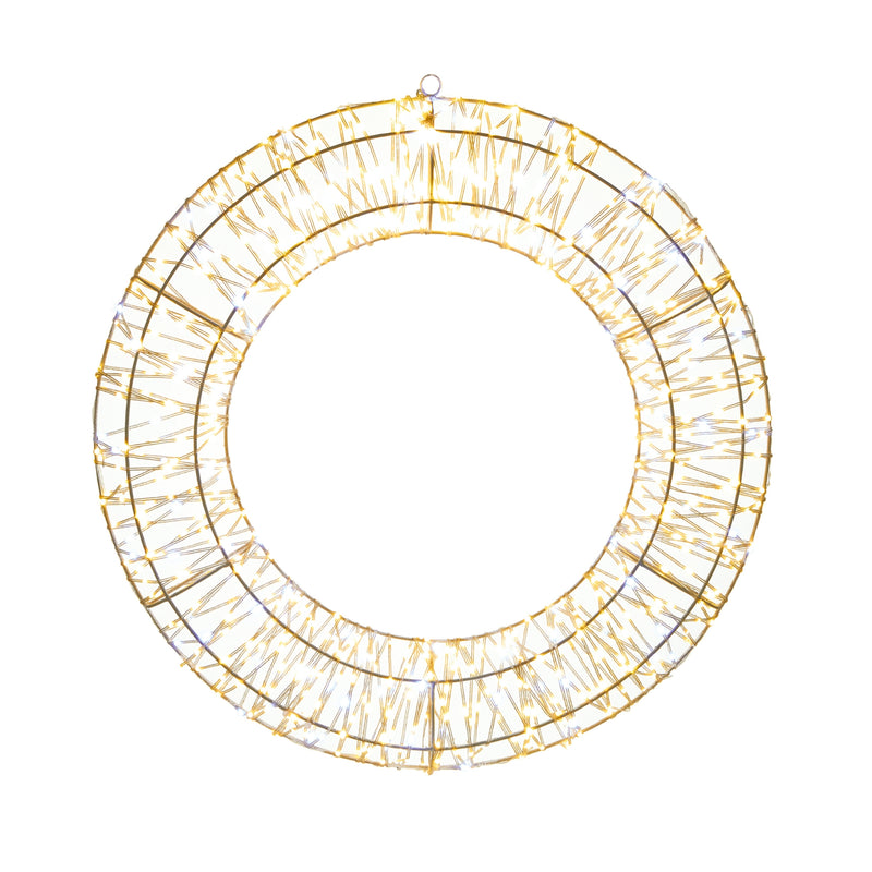 60cm Twinkling White and Warm White Metal Christmas Wreath with 720 LEDs