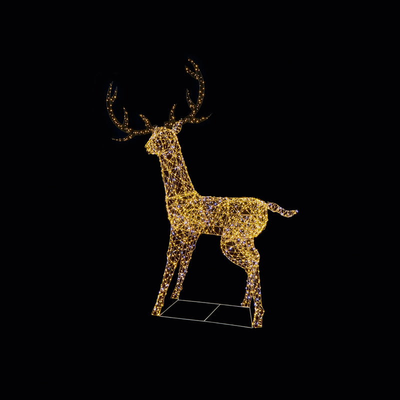 2m White & Warm White LED Stag with 2240 Twinkling FlexiBright LEDs
