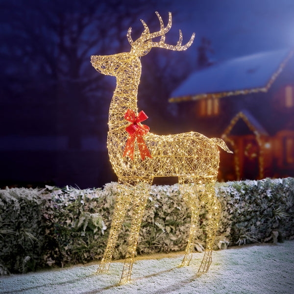 2m Golden Elegance Twist Tall Standing Stag with 1000 Warm White LEDs