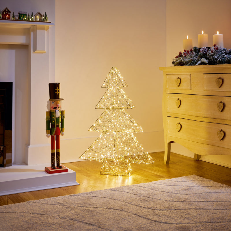 1m Golden Elegance Twist Christmas Tree with 900 Warm White LEDs