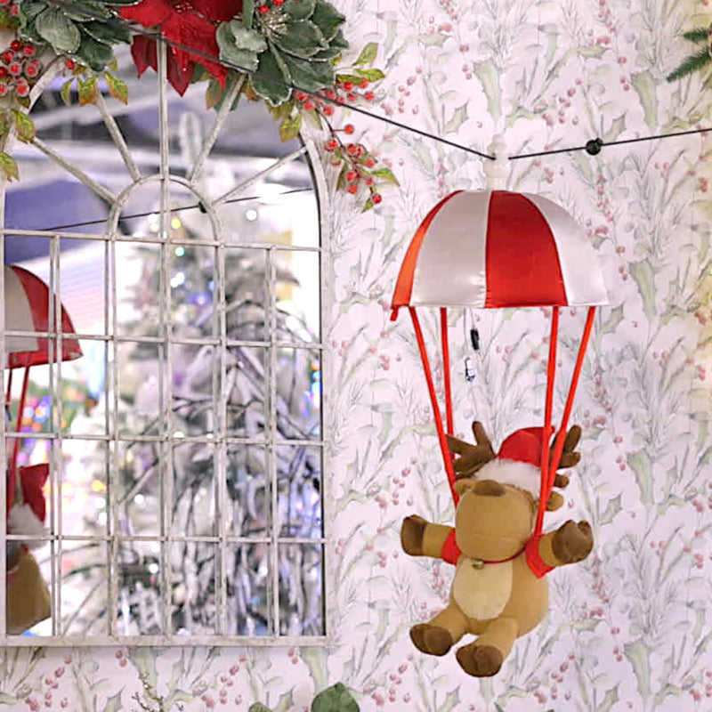 Musical Kicking Leg Animated Parachuting Reindeer