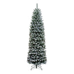 7.5ft Flocked Snowy Kingswood Fir Artificial Pencil Christmas Tree with Metal Stand