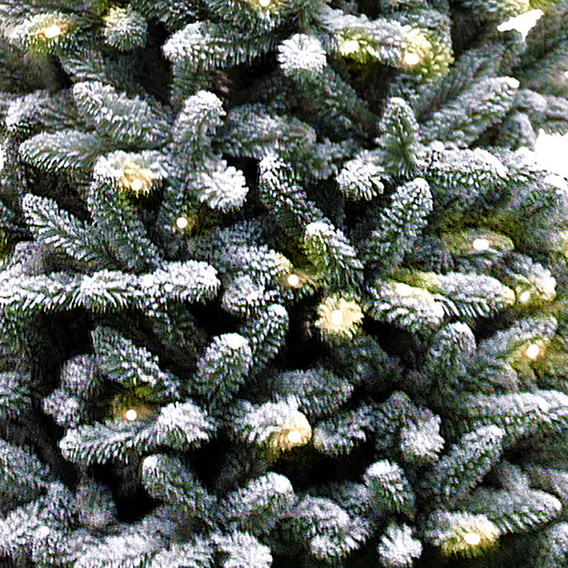 7.5ft Flocked Kingswood Fir Pre Lit with 350 Warm White LEDs Artificial Pencil Christmas Tree