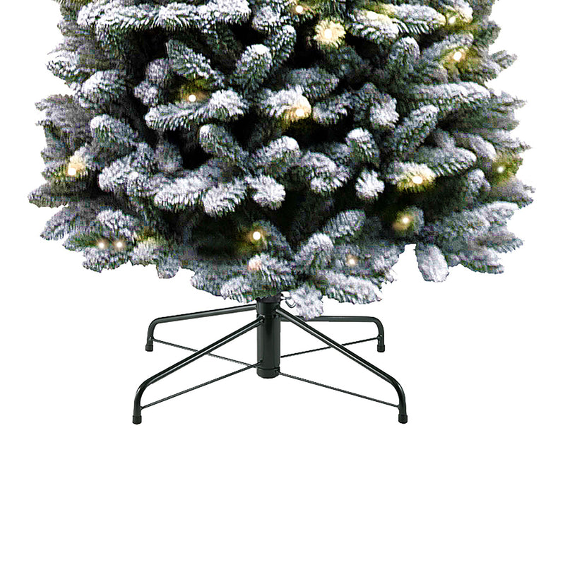 7.5ft Flocked Kingswood Fir Pre Lit with 350 Warm White LEDs Artificial Pencil Christmas Tree