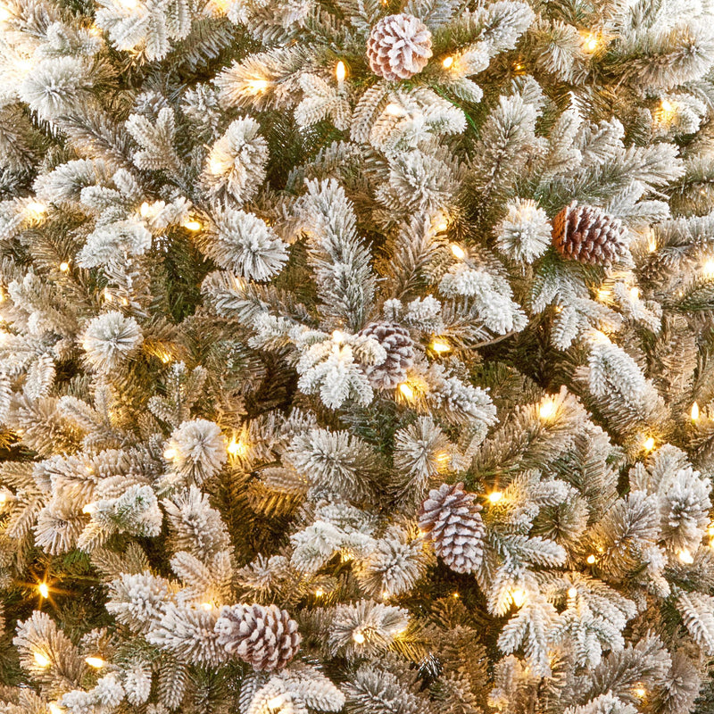 7.5ft Snowy Pre Lit Dorchester Spruce Luxury Real Feel Artificial Christmas Tree with 600 Warm White LED's