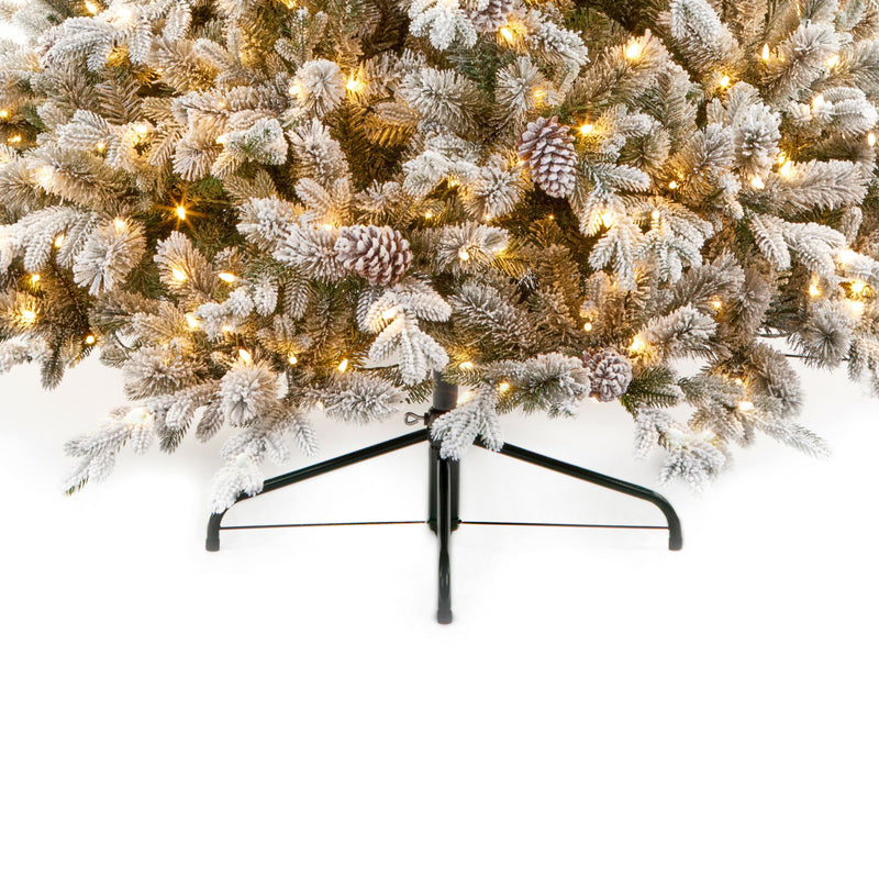 7.5ft Snowy Pre Lit Dorchester Spruce Luxury Real Feel Artificial Christmas Tree with 600 Warm White LED's
