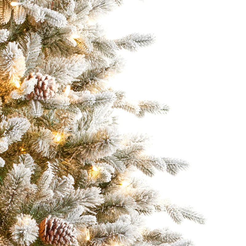 7.5ft Snowy Pre Lit Dorchester Spruce Luxury Real Feel Artificial Christmas Tree with 600 Warm White LED's