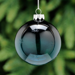 8cm Navy Blue Glass Bauble with Snowflake Design Tree Decoration