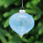 8cm Blue Encrusted Glass Onion Christmas Tree Bauble