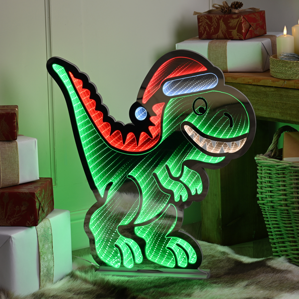 60cm Infinity T-Rex Dinosaur with Santa Hat Christmas Light