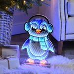 40cm Infinity Penguin with Earmuffs Christmas Light