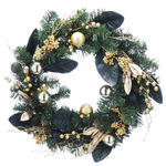 60cm Northlight Luxury Christmas Wreath with Navy and Gold Foliage