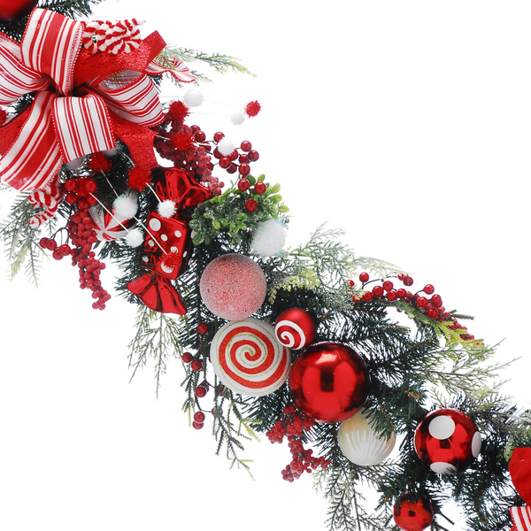 6ft Candy Sweet and Red Berries Luxury Christmas Garland