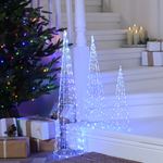 Set of 3 Multi Action Dewdrop Cones with Blue and White LEDs