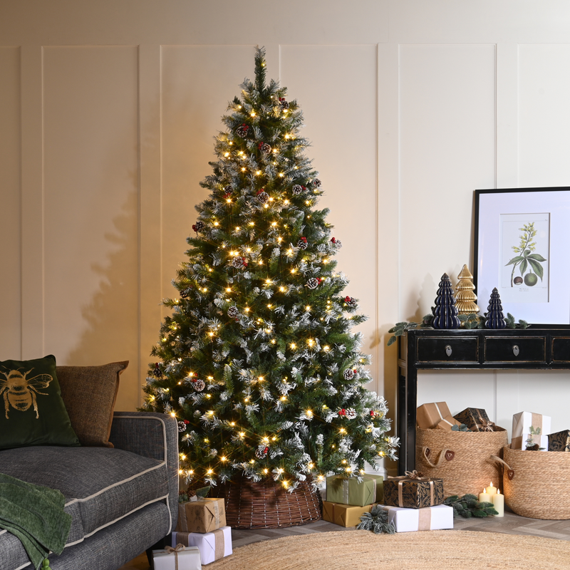 7ft Pre Lit Frostvale Pine Christmas Tree with 360 Warm White LED's
