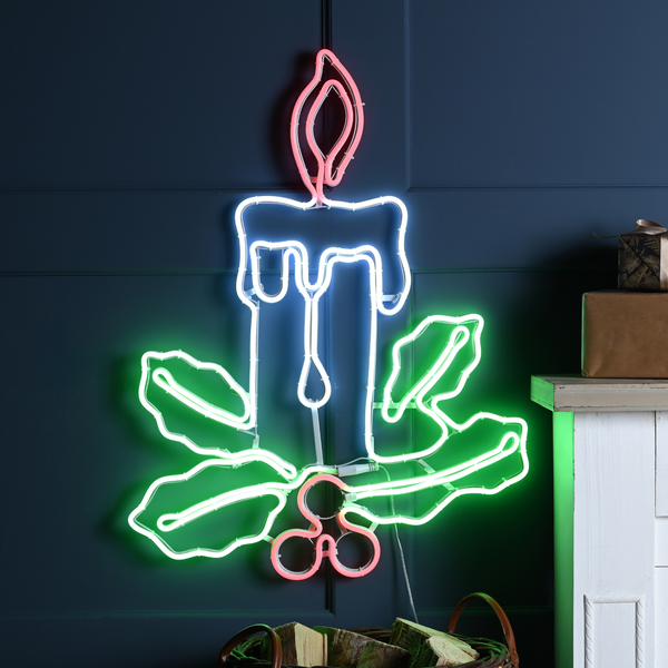 72cm Neon Flex Christmas Candle Silhouette with 686 Multi Coloured LED's