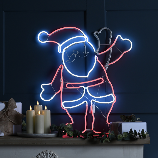 61cm Neon Flex Waving Santa Christmas Silhouette with 509 LED Lights