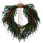61cm Red Berries Green Spruce Heart Shaped Christmas Wreath