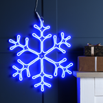 59cm Blue and White Neon Colour Changing Snowflake Christmas Silhouette