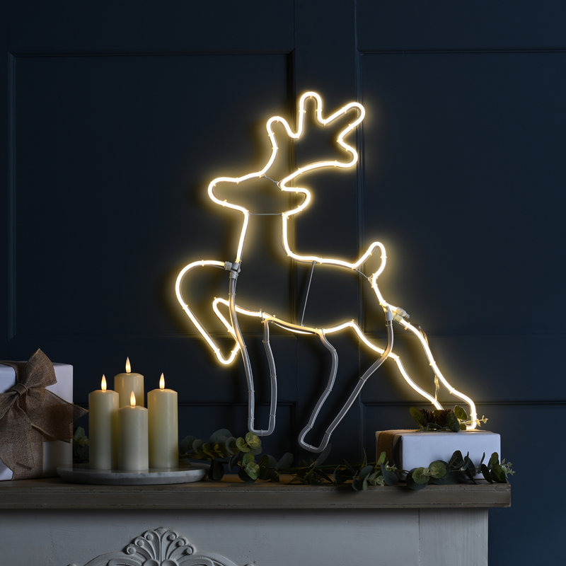 59cm Neon Flex Animated Reindeer with Running Effect 343 Warm White LED's