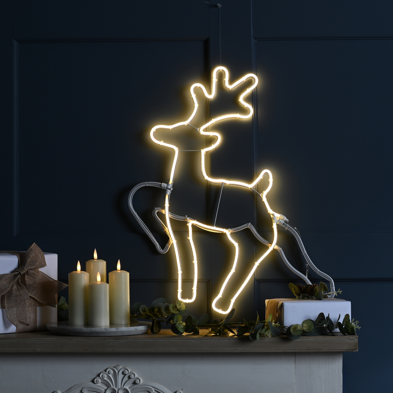 59cm Neon Flex Animated Reindeer with Running Effect 343 Warm White LED's