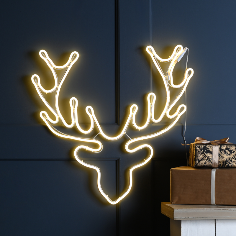 58cm Neon Flex Reindeer Head Silhouette with 392 Warm White