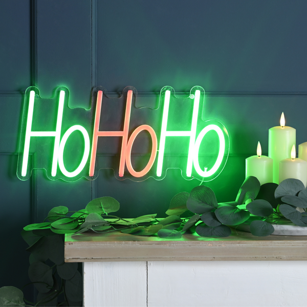 40cm Neon Flex HO HO HO LED Lit Christmas Sign
